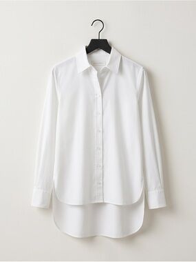 Boston Proper White High-Low Tunic Blouse Size 6 Medium Button Front Shirt